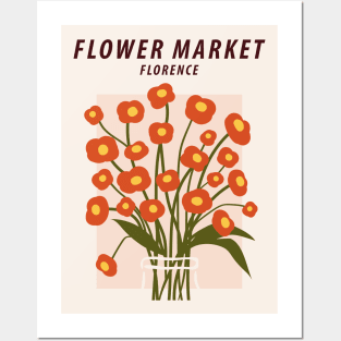 Flower market print, Florence, Posters aesthetic, Cute red flowers, Cottagecore decor, Retro Posters and Art